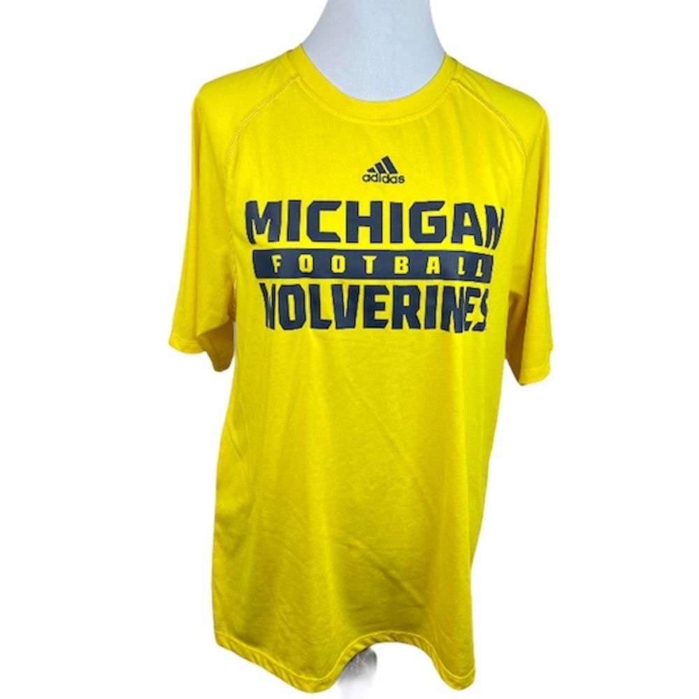 Adidas Michigan Wolverines Football Shirt, Yellow, Large